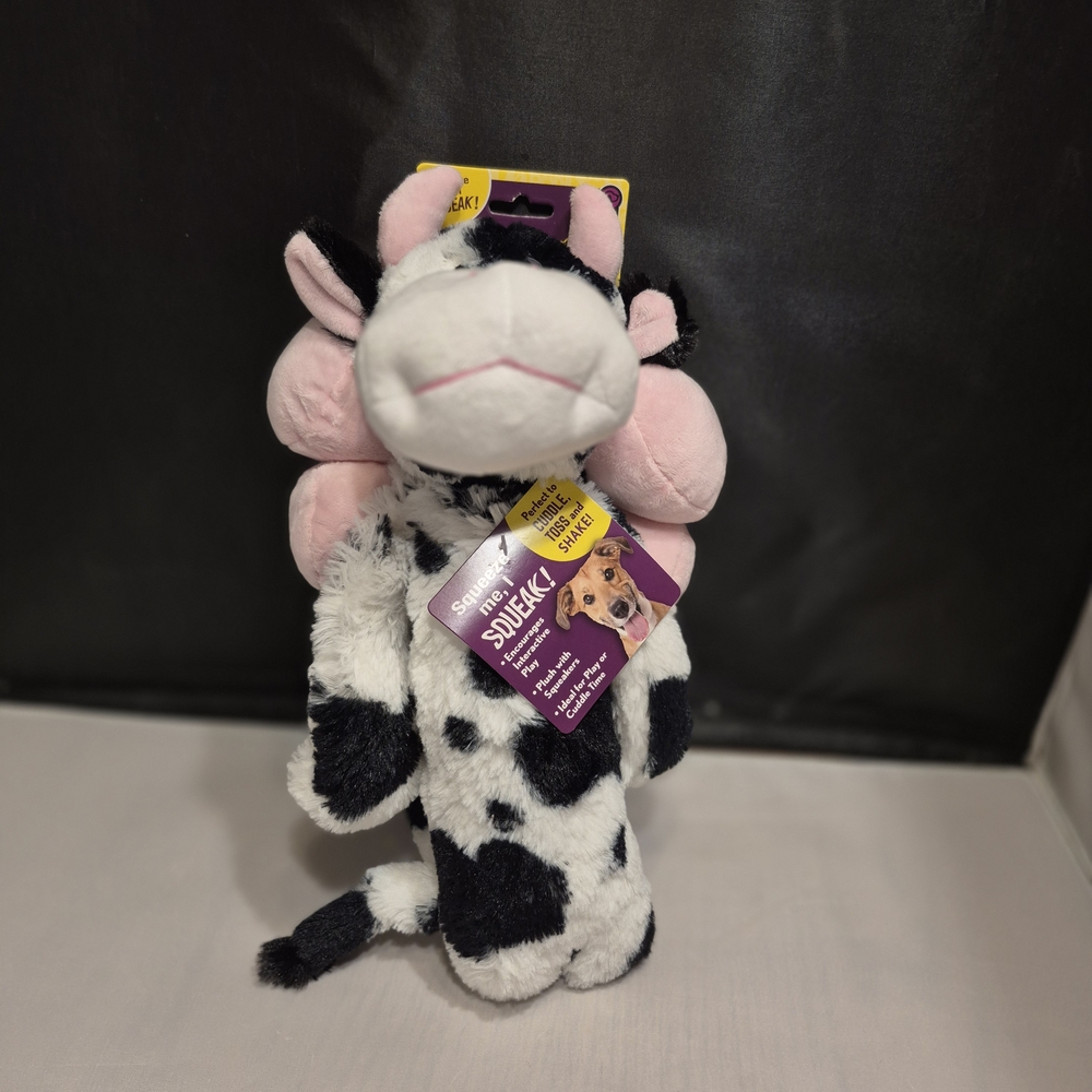 Cow Plush Dog Toy with Squeaker